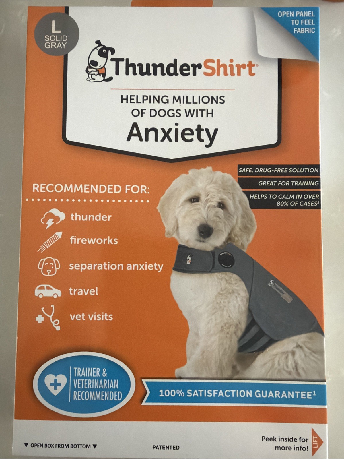 Thundershirt 41 Anxiety Jacket - Solid Gray, Large Size