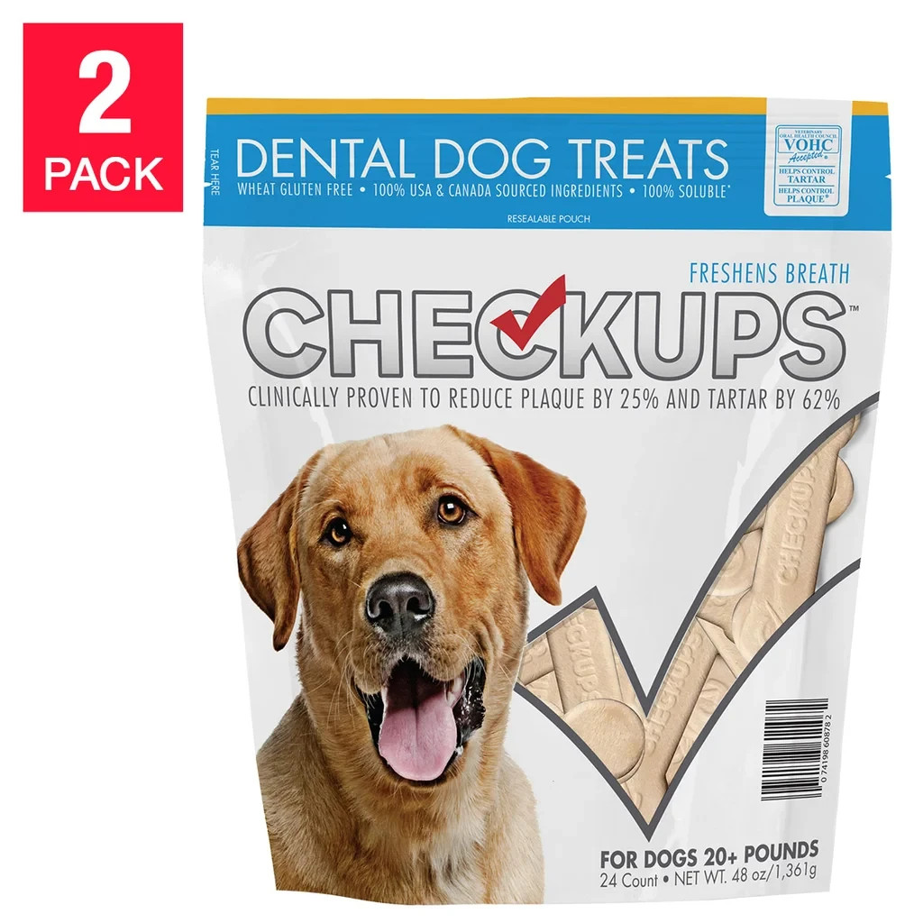 CheckUps Dental Dog Treats - 24 Count Pack