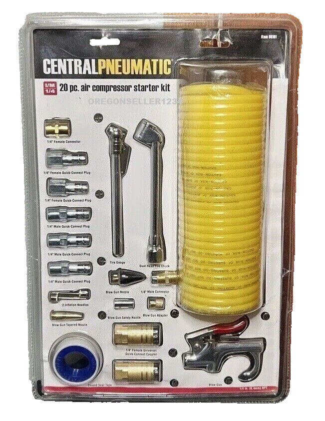 Air Compressor Starter Kit — Air Hose, Blow Gun, Nozzles, Ti...