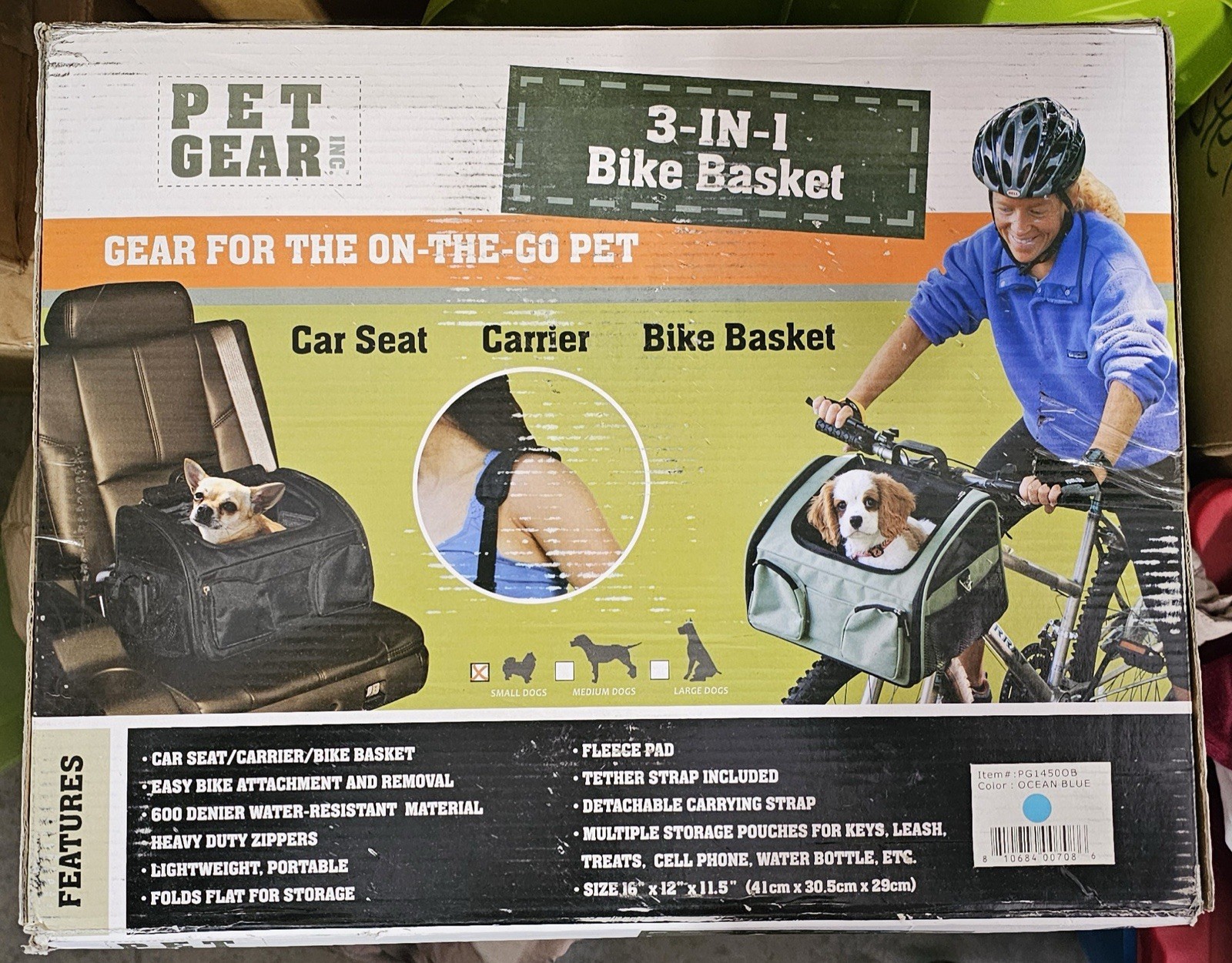 Pet Gear 3-in-1 Bike Basket Carrier/Car Seat/Shoulder Bag 14...