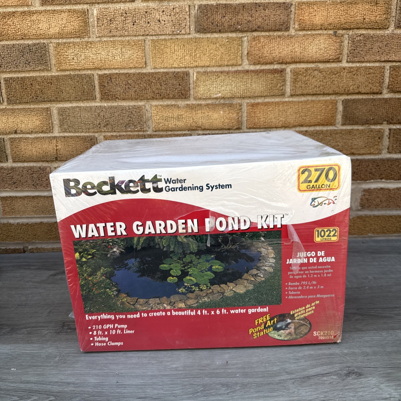 Beckett Water Garden Pond Kit - 210 GPH Pump, 8x10 Liner, Tu...