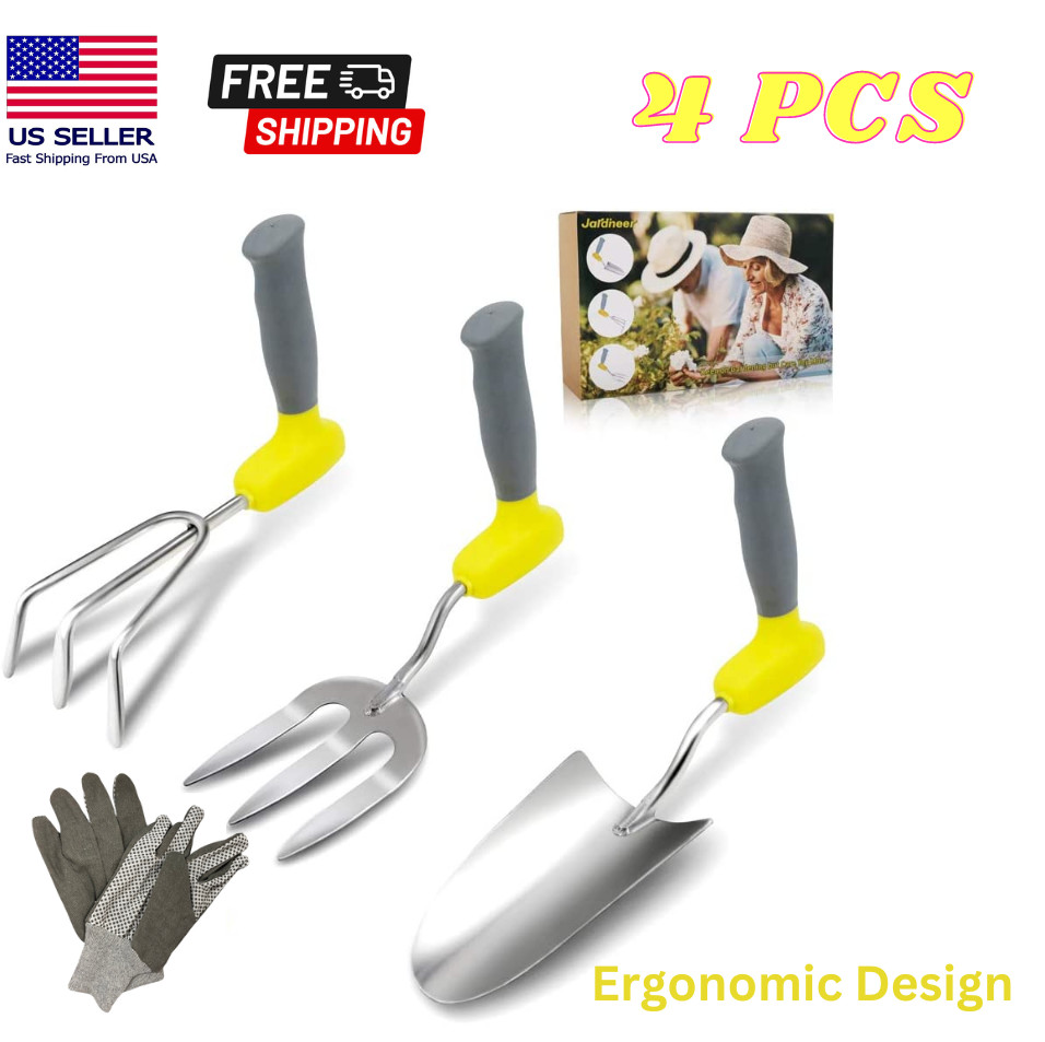 Garden Tools Set: Fork Trowel & Cultivator - Heavy Duty Meta...