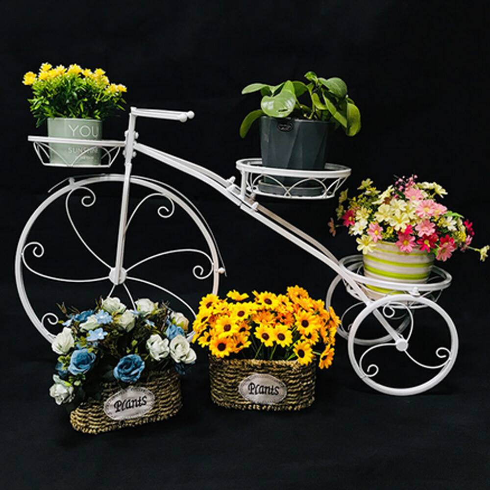 Wrought Iron Tricycle Planter Stand Home Garden Patio Decor...