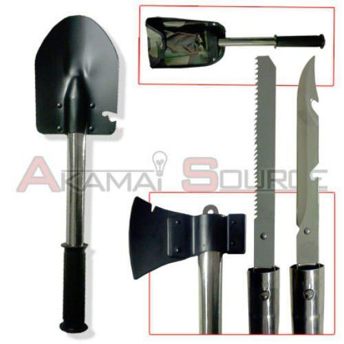 Survival Camping & Hiking Multi-Tool Kit: Knife, Shovel, Axe...