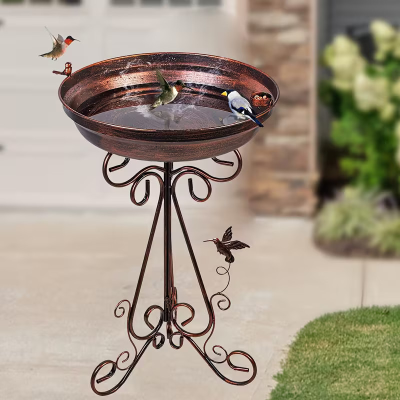 Metal Bird Bath for Outdoors, Vintage Birdbath Bird Feeder G...