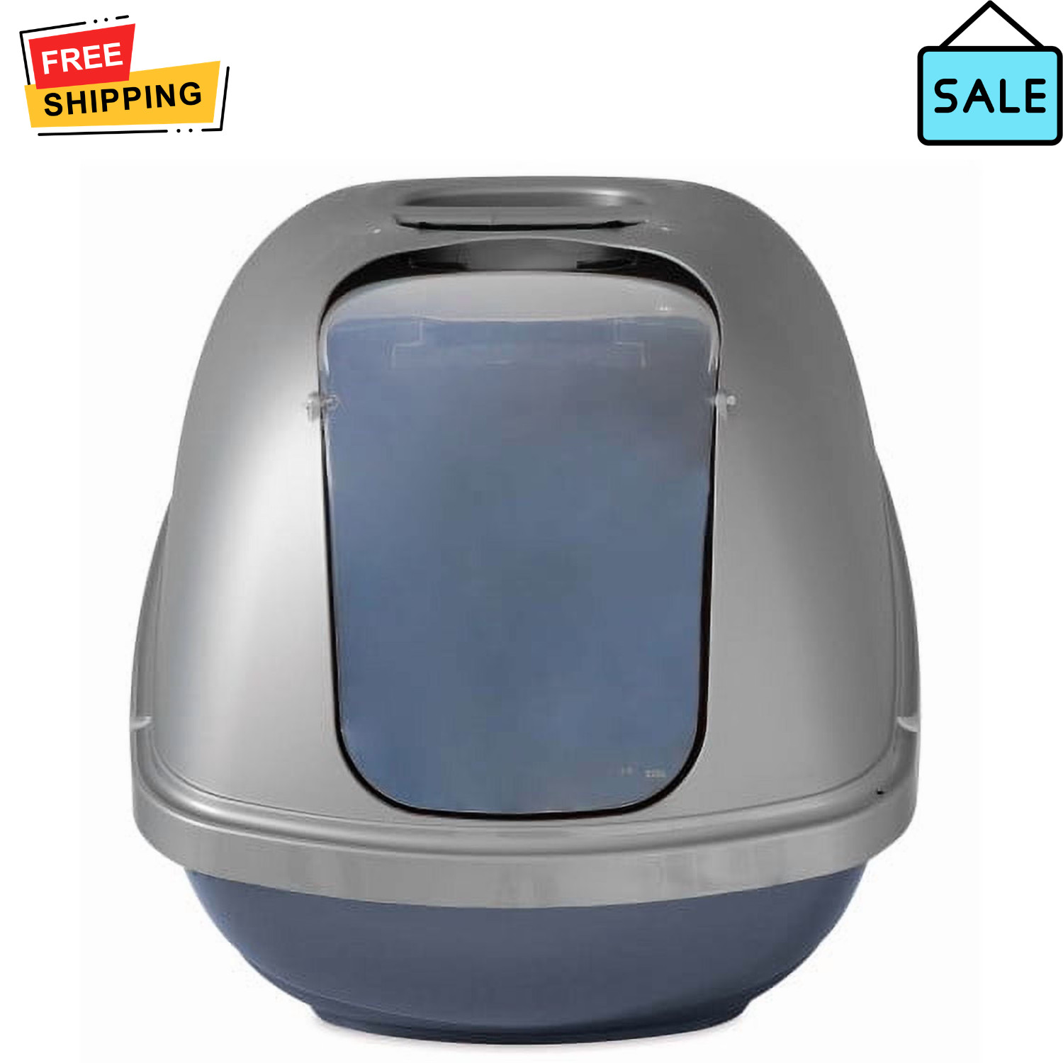 Petmate Jumbo Hooded Cat Litter Box XL Enclosed Plastic Silv...