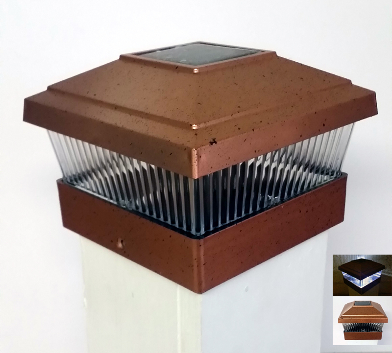 Black Copper White Solar Lights - Square Post Mount - 6-Pack...