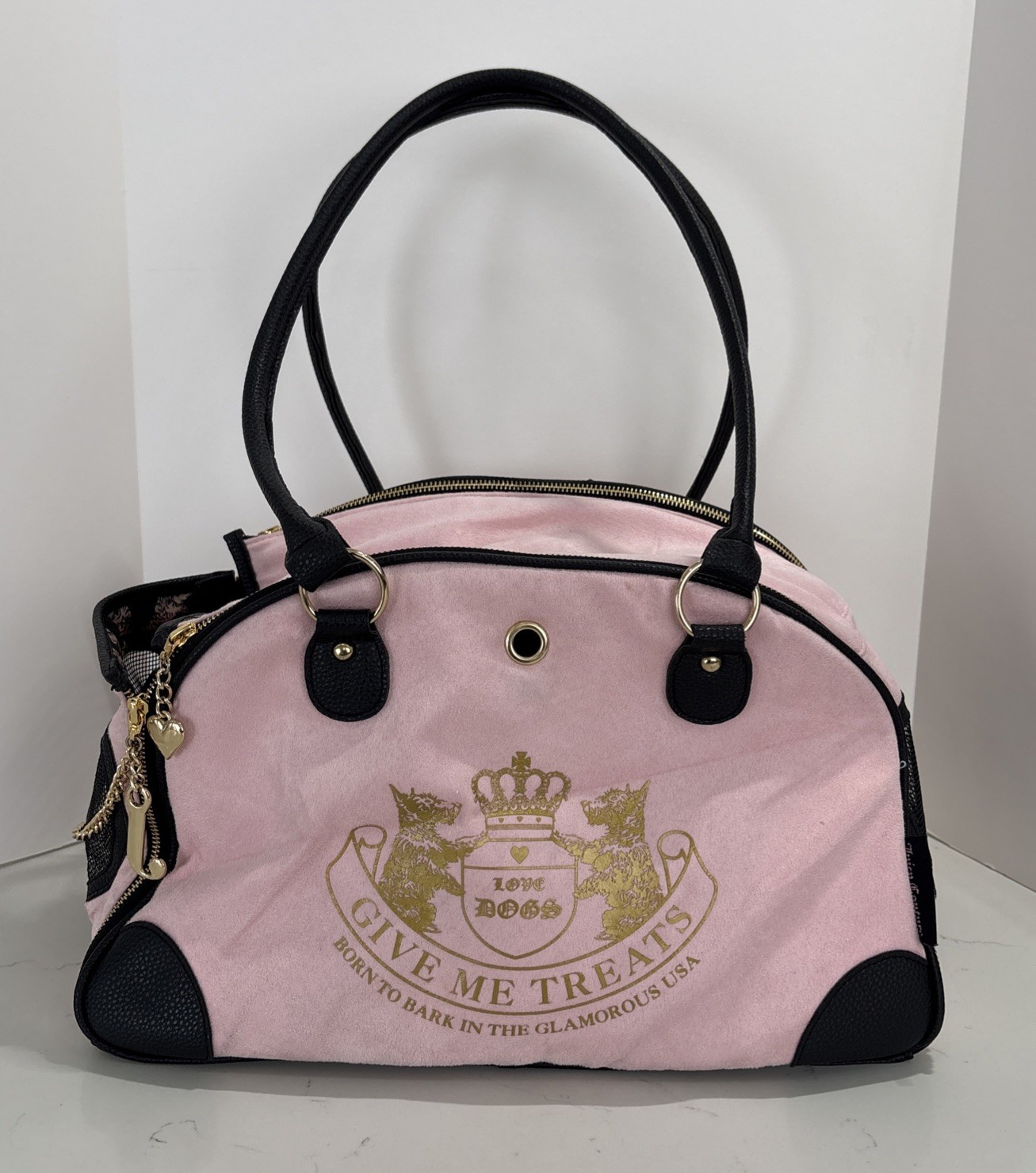Juicy Couture Velour Pet Carrier Travel Bag for Small Dog &...