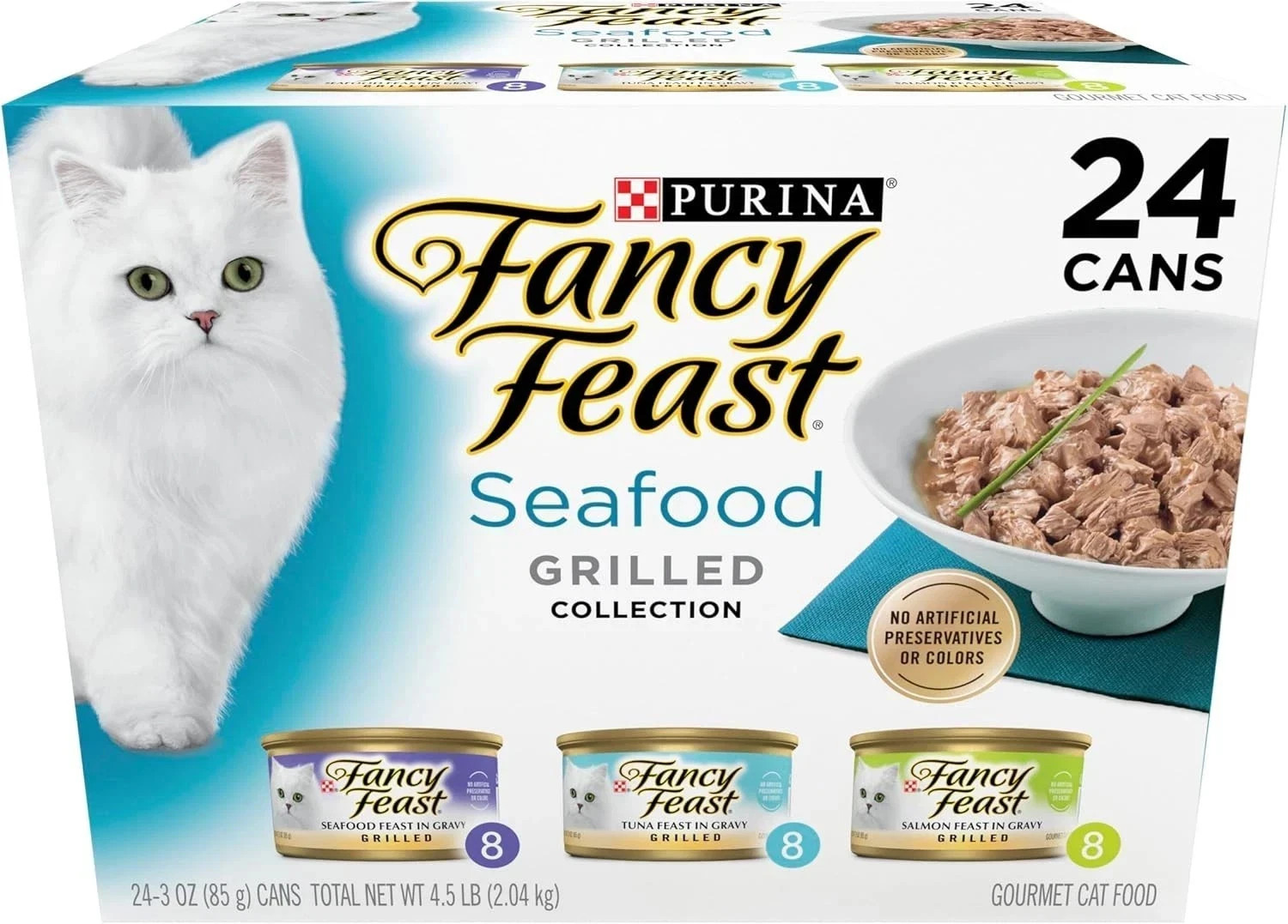 Purina Fancy Feast Grilled Wet Cat Food Variety Pack Seafood...