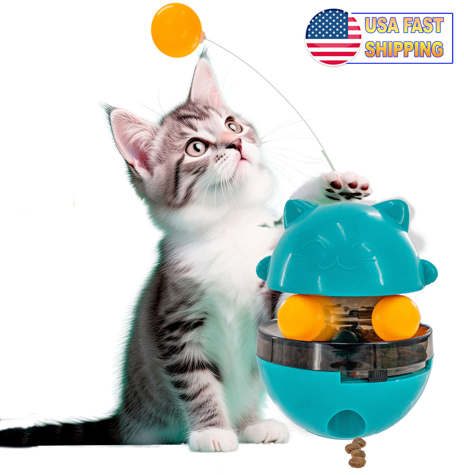 Interactive Cat Treat Puzzle Feeder Toy — Slow Food Dispense...