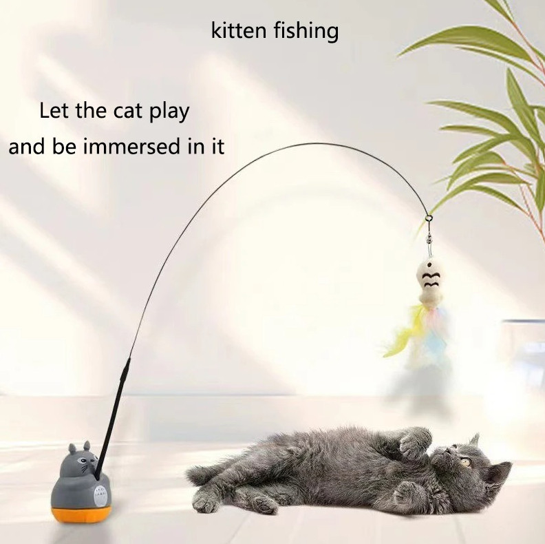 Cat Teaser Wand Steel Wire Feather Toy for Cats & Kittens