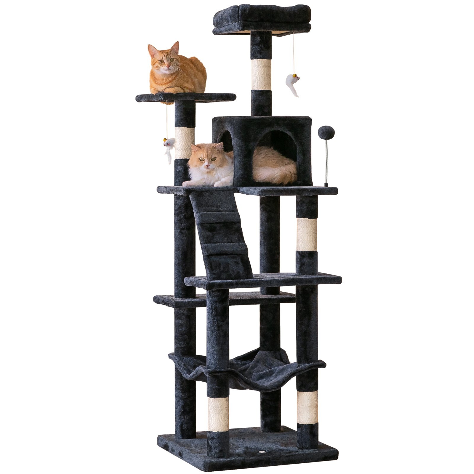 Cat Tree Tower 63.8" Condo Furniture With Scratching Post an...