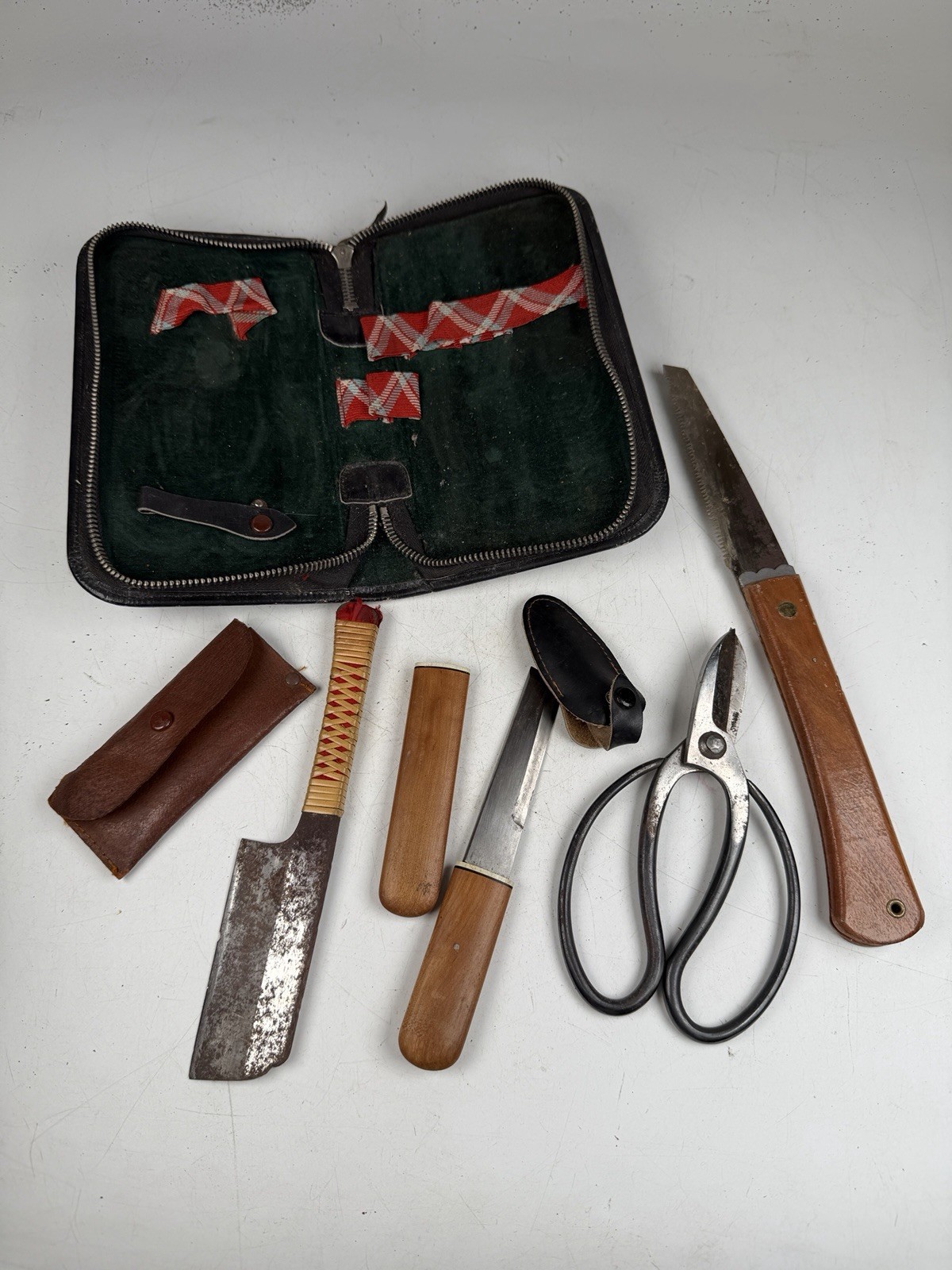 Vintage Bonsai Ikebana Tool Set - Signed Scissors Knife Saw...