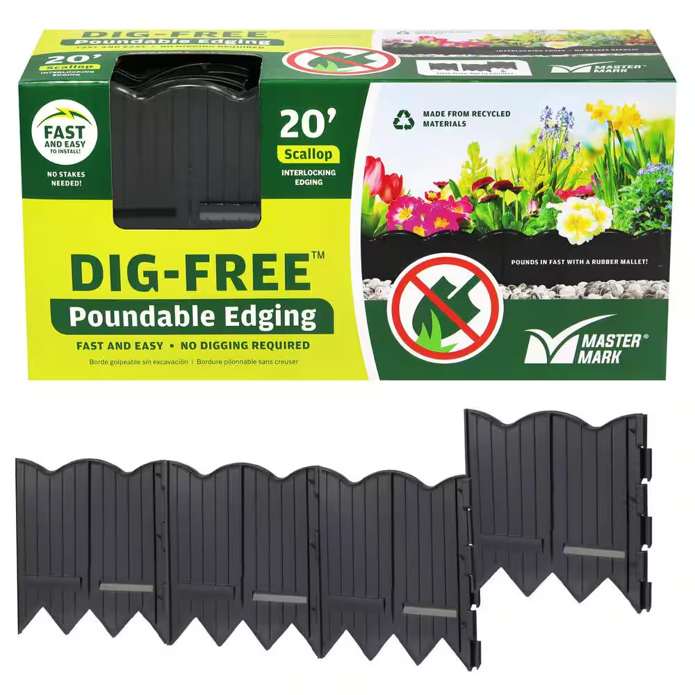 Border Master Recycled Plastic Lawn Edging - 20 Feet Poundab...