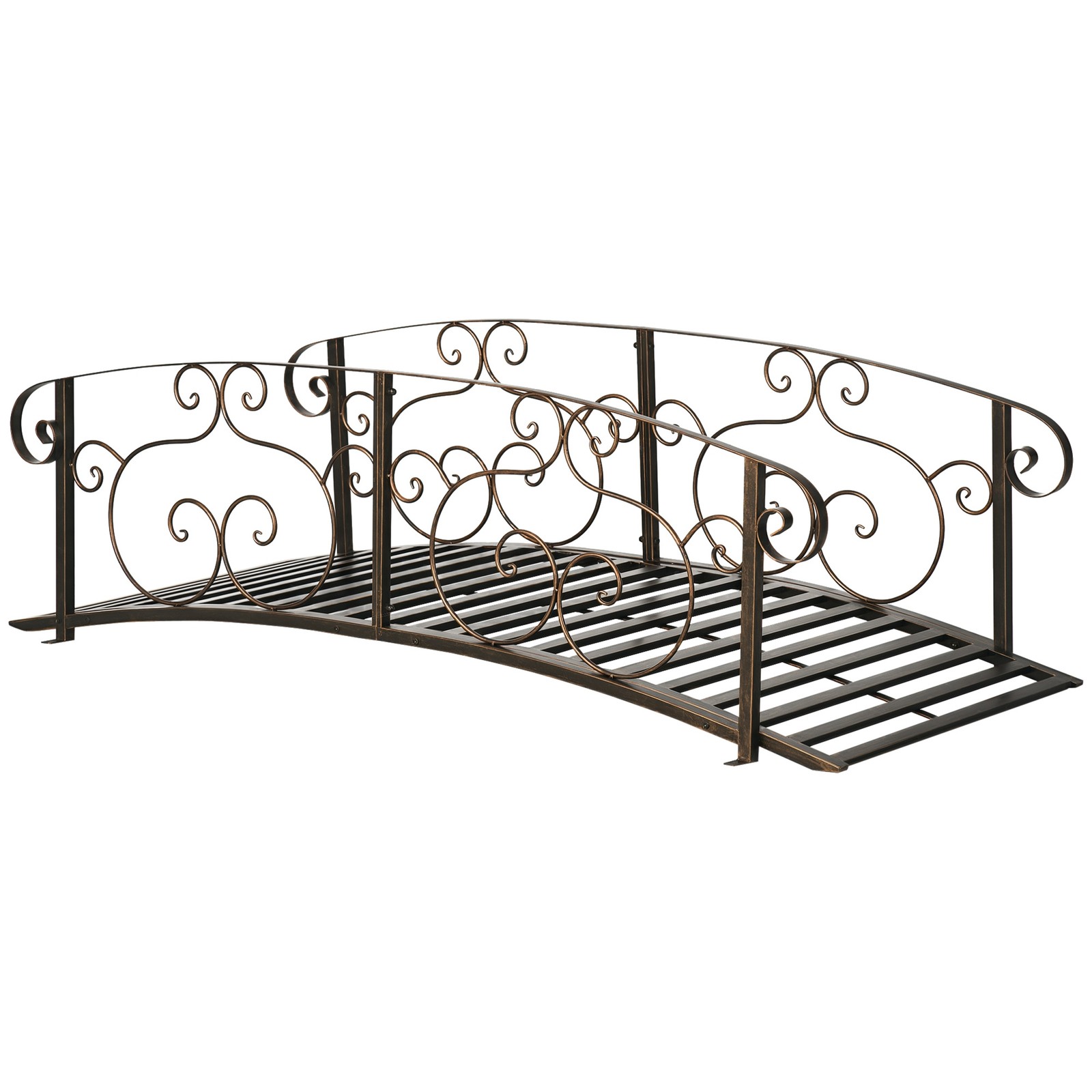 Decorative Bronze Garden Bridge with Safety Rails