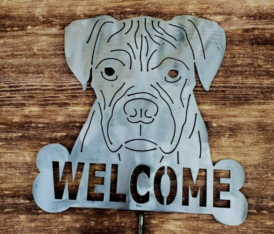 Boxer Metal Yard Art