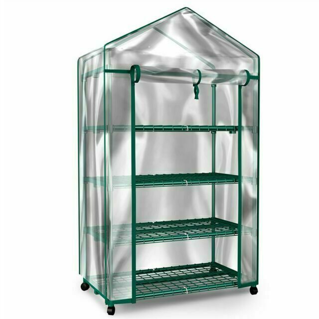 Greenhouse Locking Wheels - 4 Shelves Indoor/Outdoor Portabl...