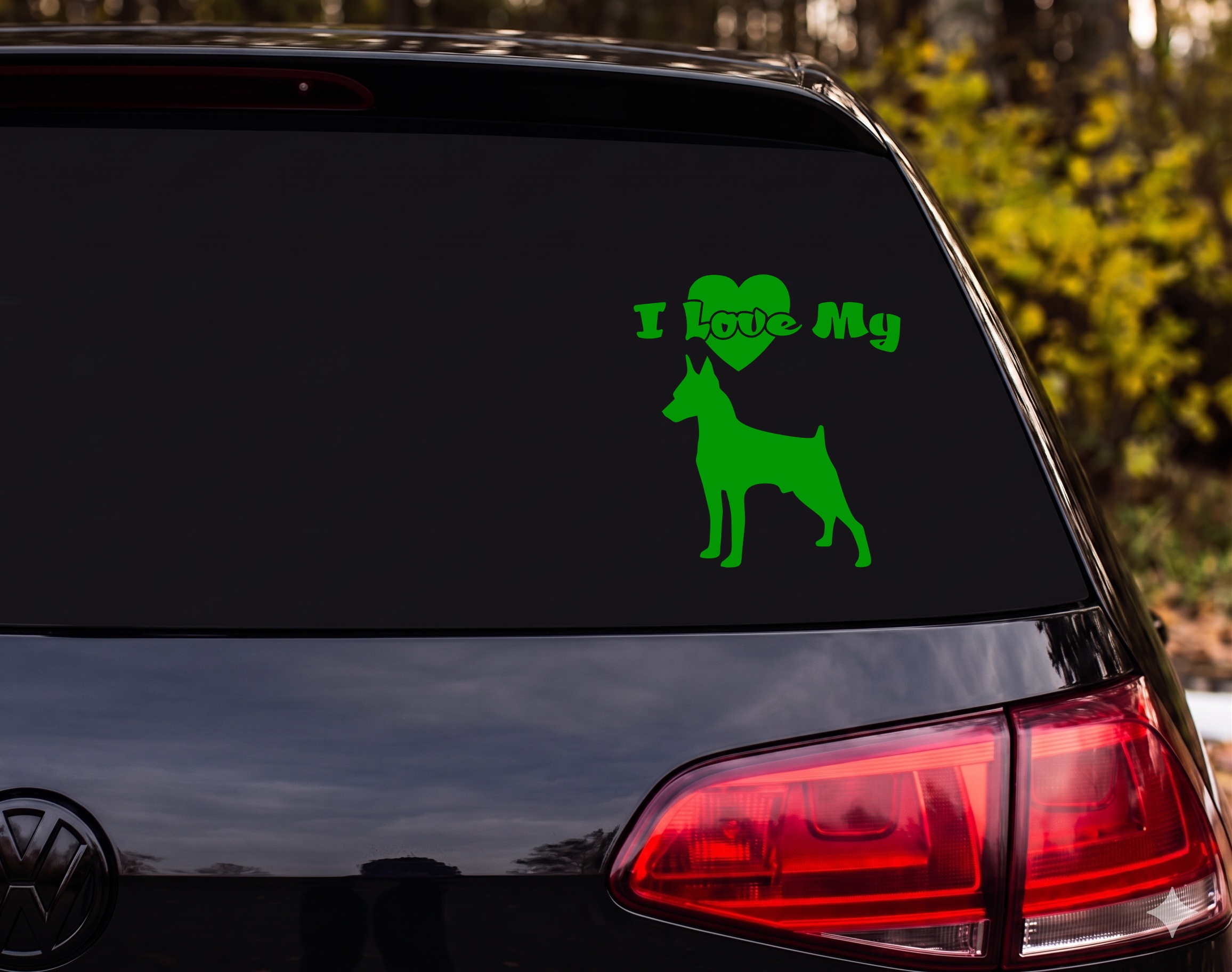 Doberman Silhouette Heart Vinyl Decal Sticker for Car Window