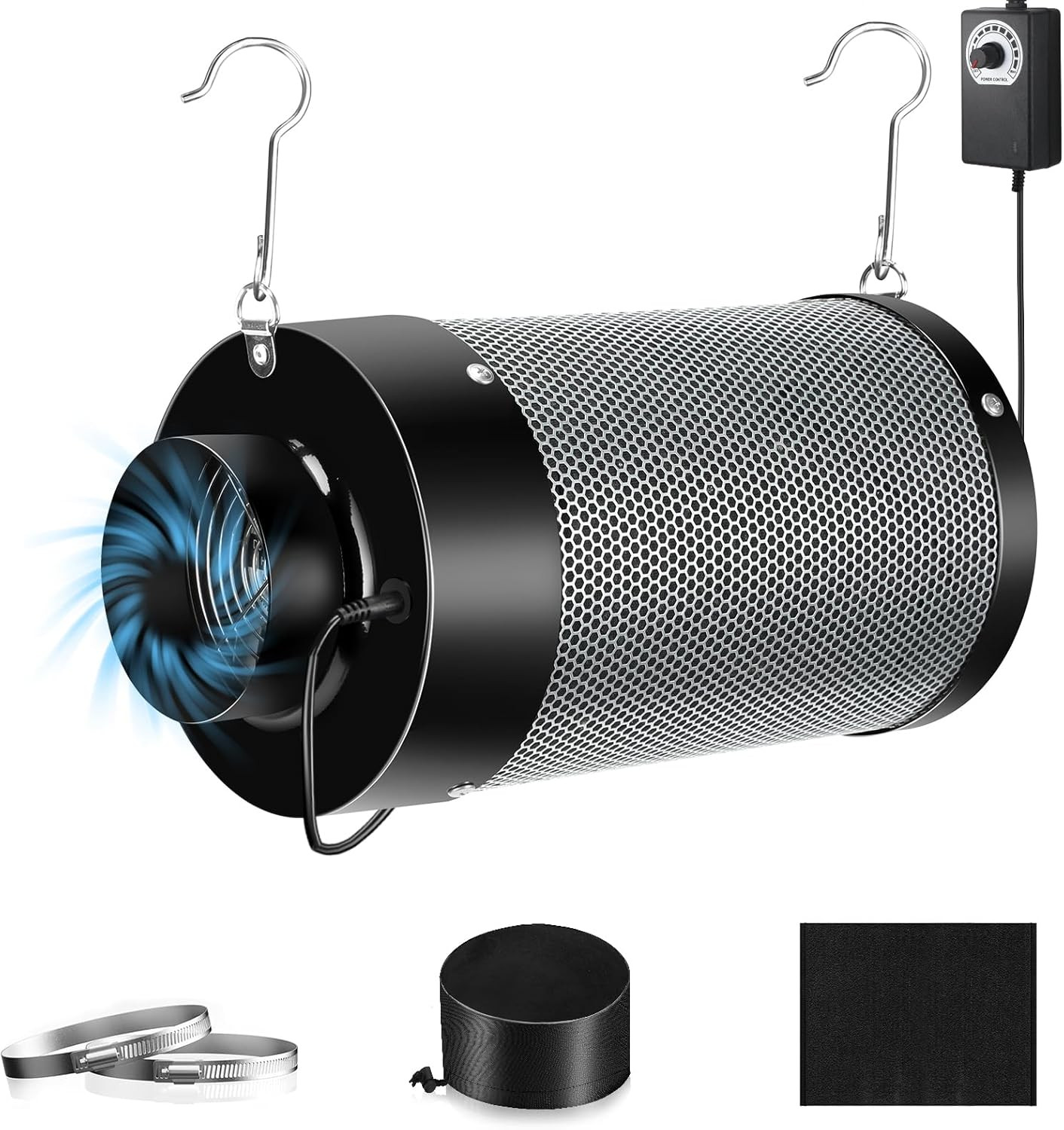 Carbon Filter Inline Duct Fan Combo - Grow Tent Odor Control