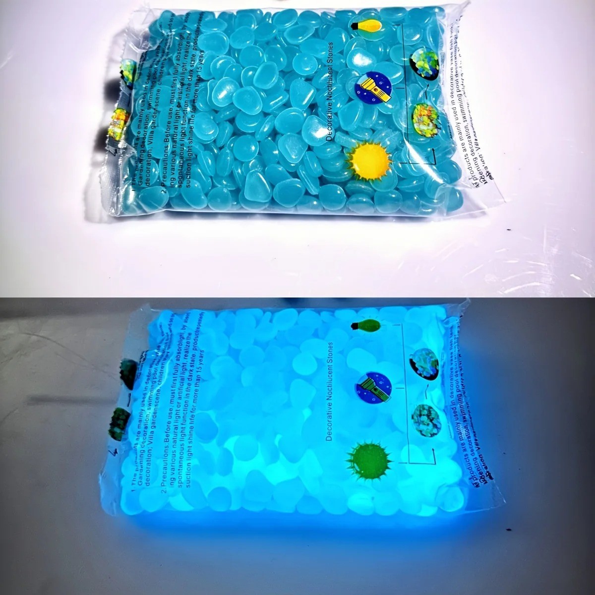 Glow in the Dark Pebbles Resin Luminous Stones (100 PCS)