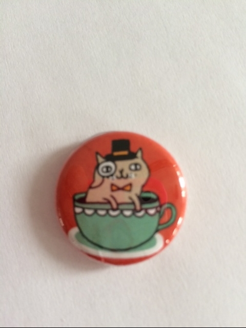 Tea Cup Cat Button Pin — Feral Cat & Kitten Rescue Charity