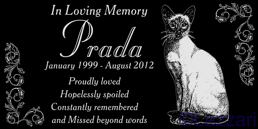 Personalized Granite Cat Memorial Marker - 12x6 inches