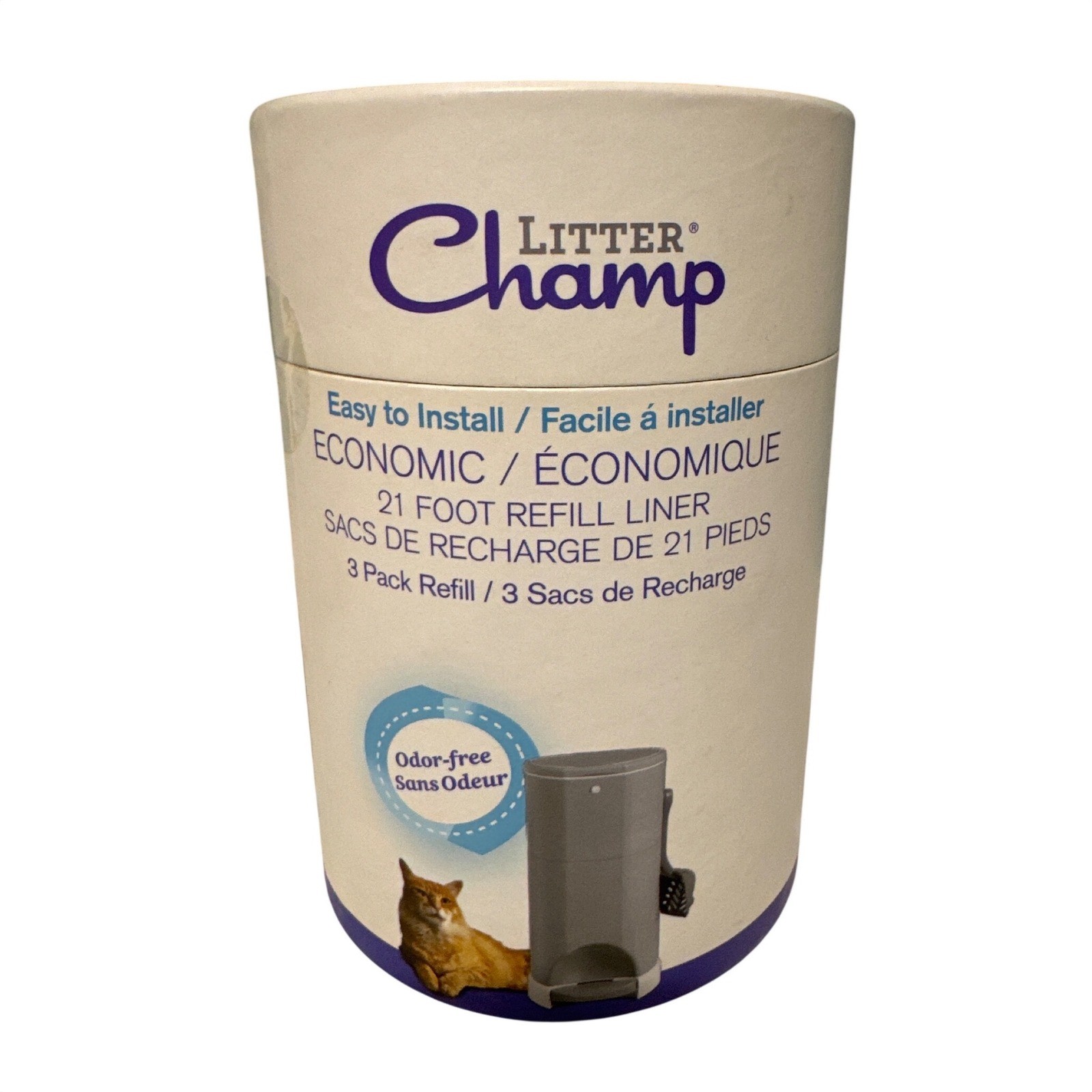 Litter Champ 3 Pack Refill Liner 21 Foot Odor-Free Cat Waste...