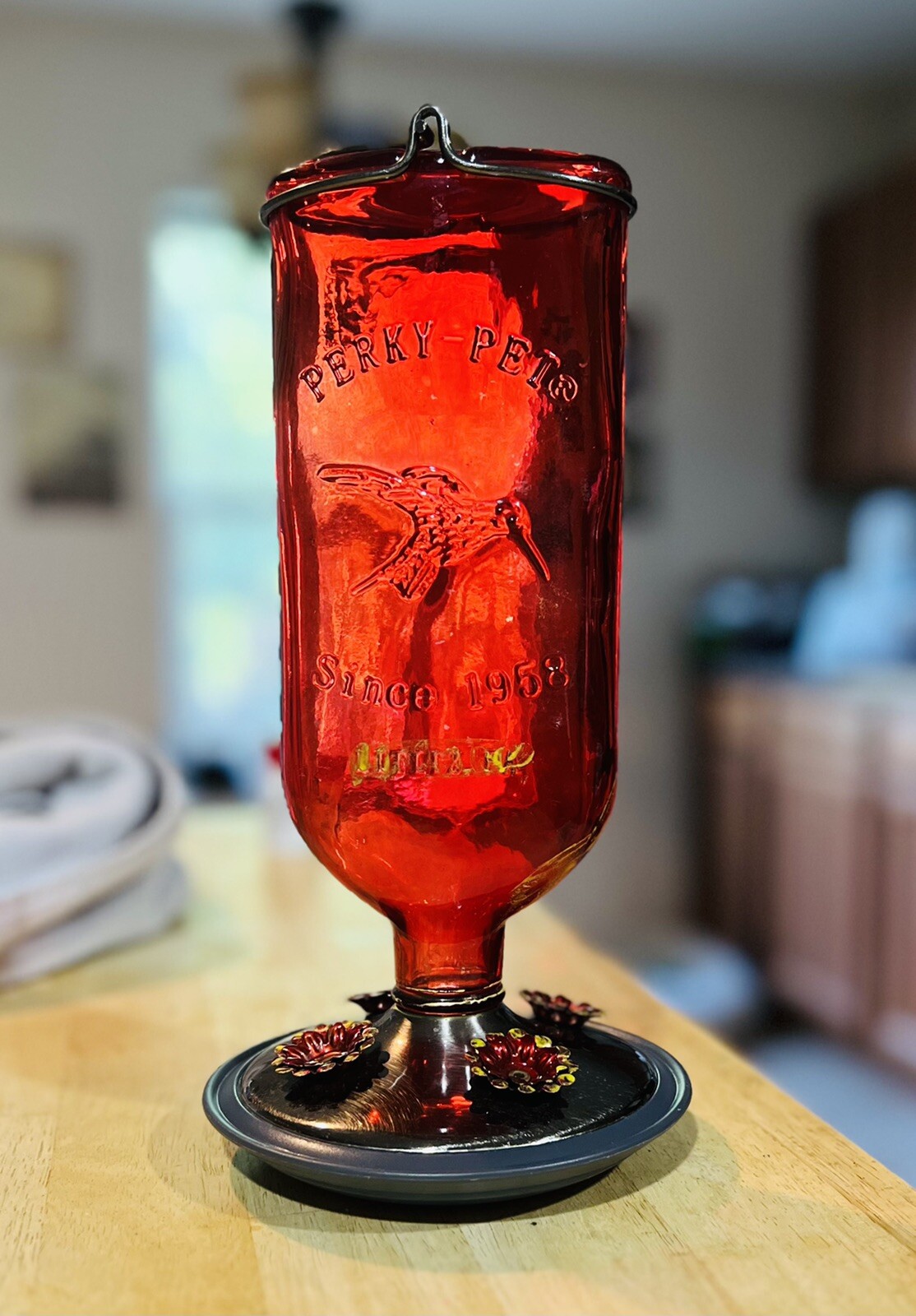 Perky-Pet 8109-2 Antique Glass Bottle Hummingbird Feeder, 16...