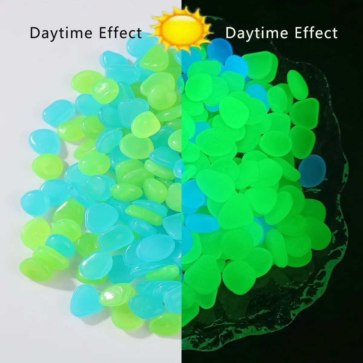 Glowing Rocks - 100 PCS Glow-in-the-Dark Pebbles for Aquariu...