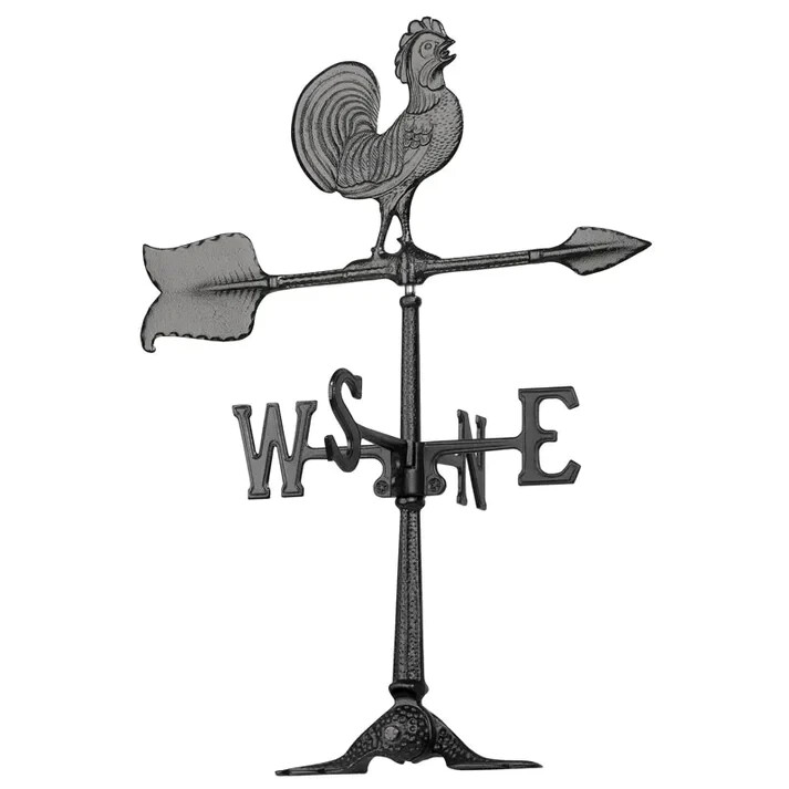 Whitehall Rooftop Aluminum Rooster Accent Weathervane - Blac...