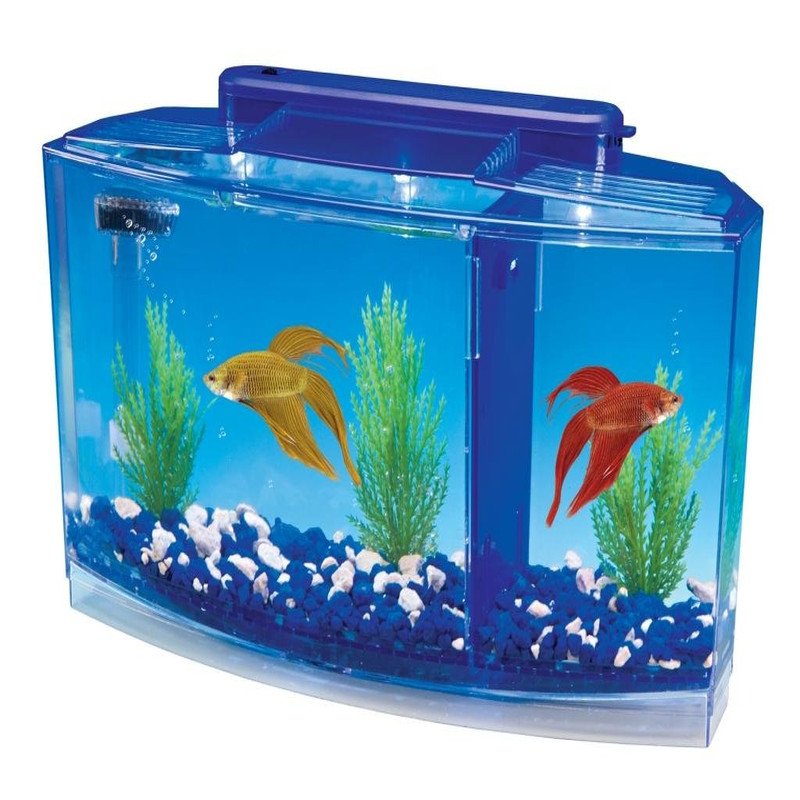 Penn-Plax Deluxe Triple Betta Bow Aquarium Tank with Under G...
