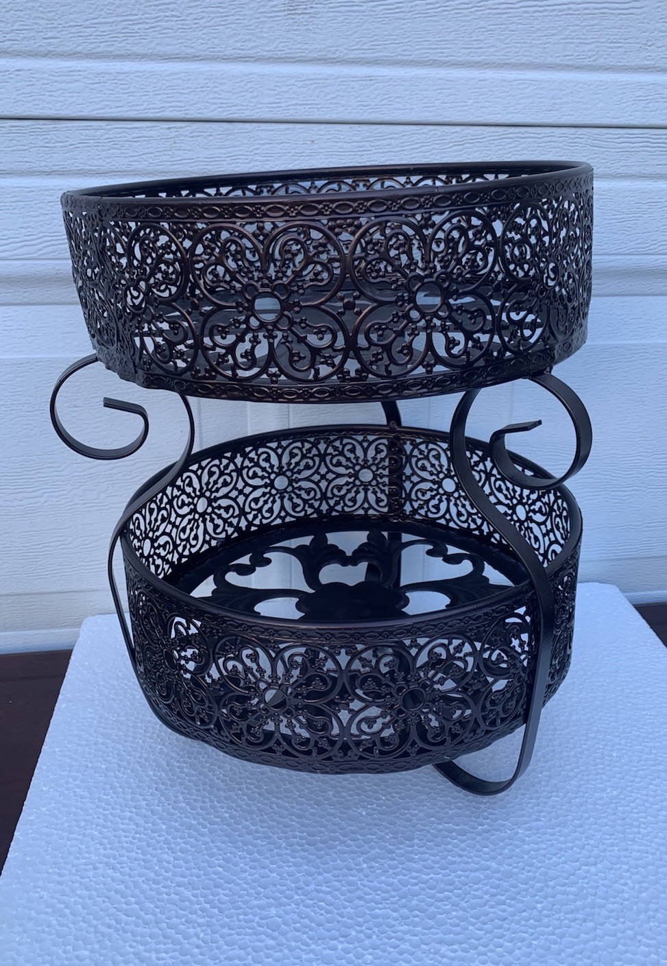 Bronze Scroll Farmhouse Fruit Storage Organizer (2-Tier Meta...