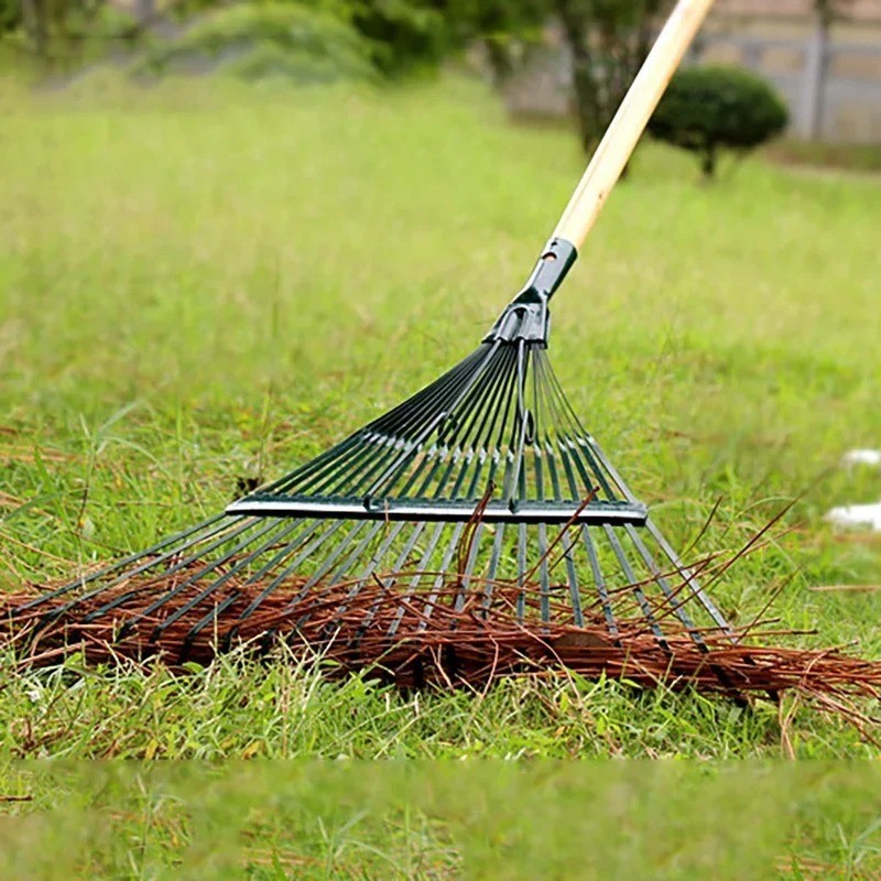 Heavy Duty Metal Rake - Head High Carbon Steel Leaves Rake