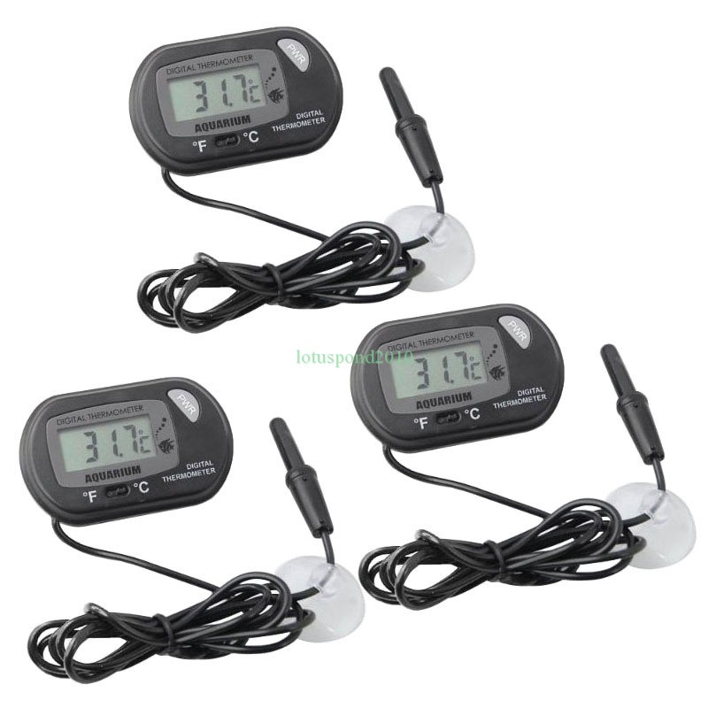 LCD Digital Fish Tank Thermometer Set - Black - Extra Batter...