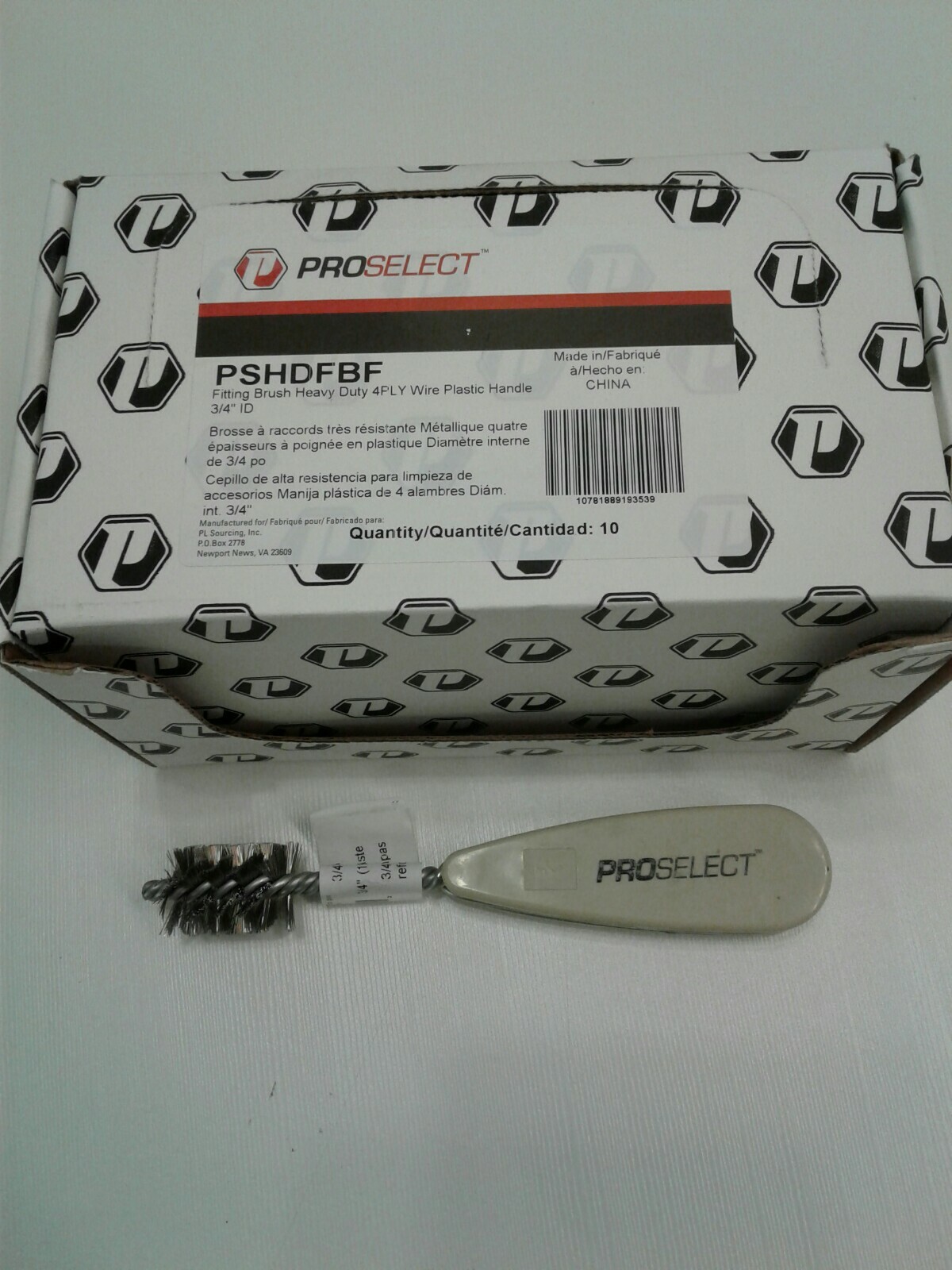 ProSelect 3/4" Heavy Duty 4-Ply Wire Fitting Brush With Plas...