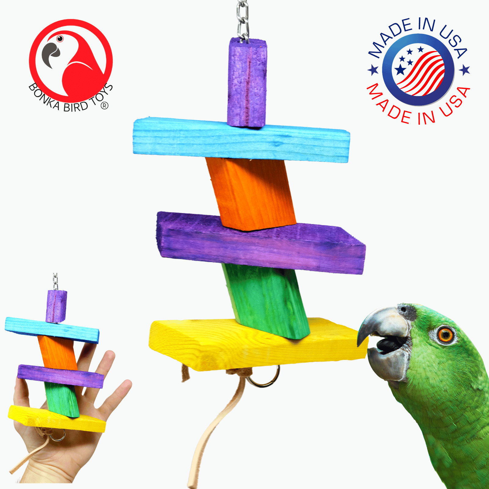 Bonka Bird Toy Wood Stepper Parrot Cage Toy for African Grey...