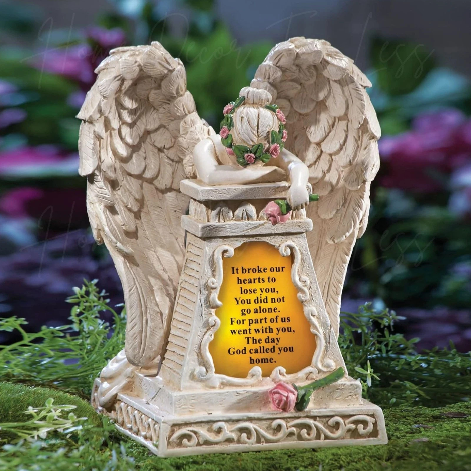 Solar Weeping Angel Memorial Garden Stone (Weight: 5 lbs)