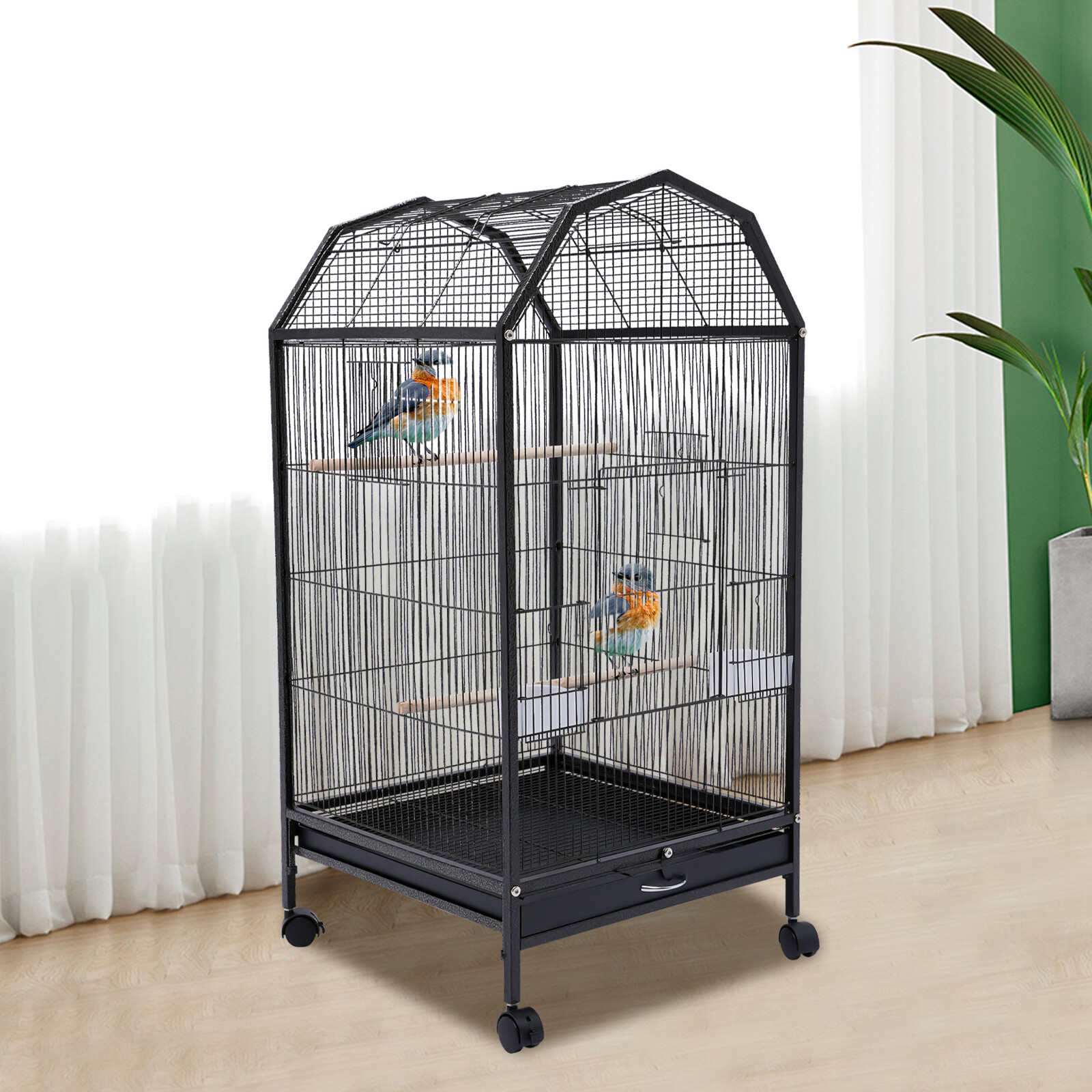 Bird Cage with Rolling Stand for Cockatiel Parakeet Finch Pa...