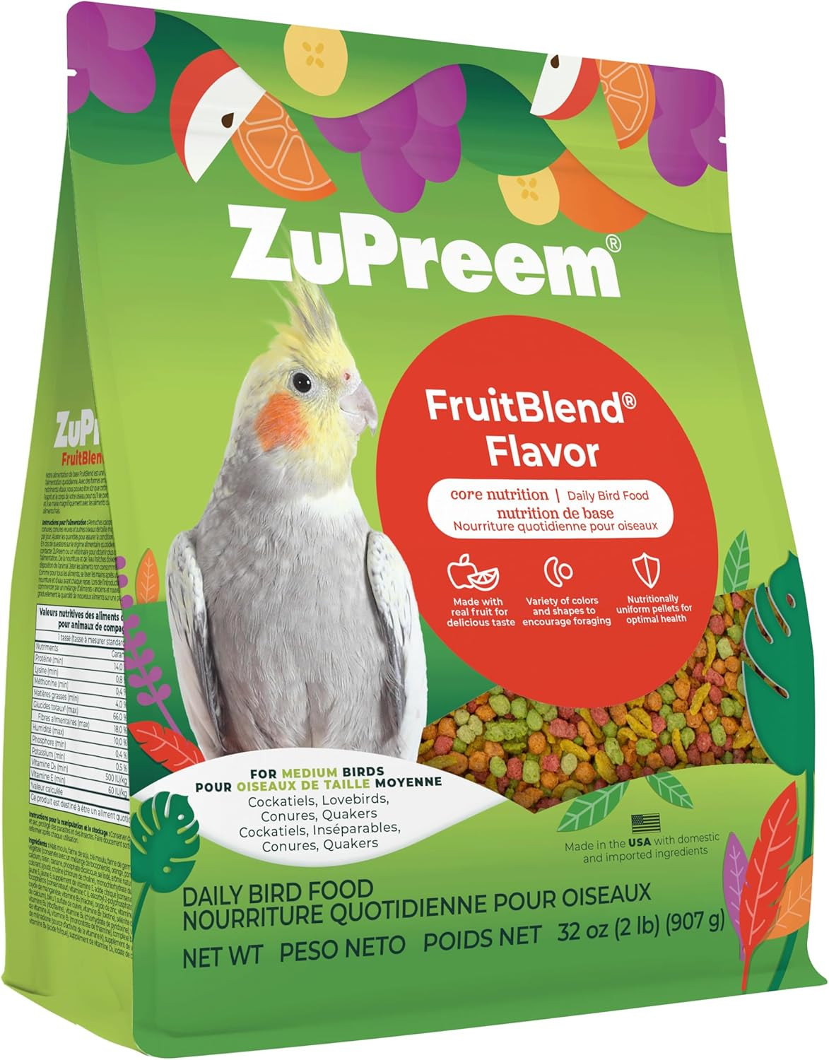 Fruitblend Bird Food, Bird Feed Pellets For Cockatiels, Love...