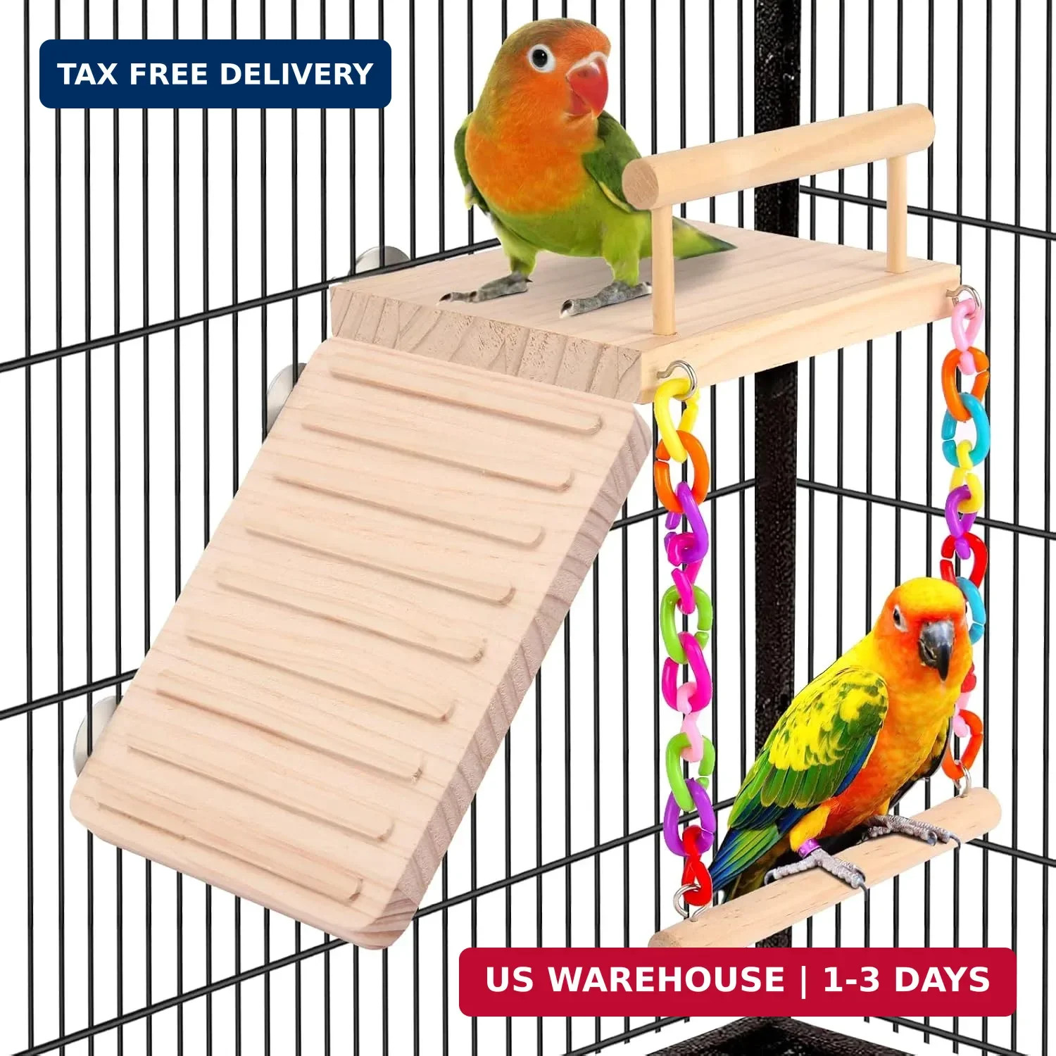 Bird Perch Platform Swing Cage Accessories for Parrot Parake...
