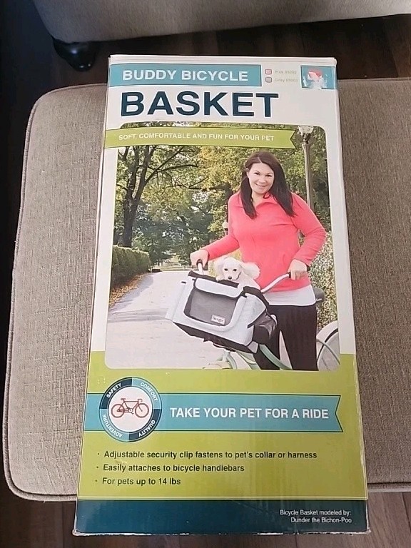 Snoozer Buddy Bike Basket Grey Black Soft-Sided 14 lb Pet Co...