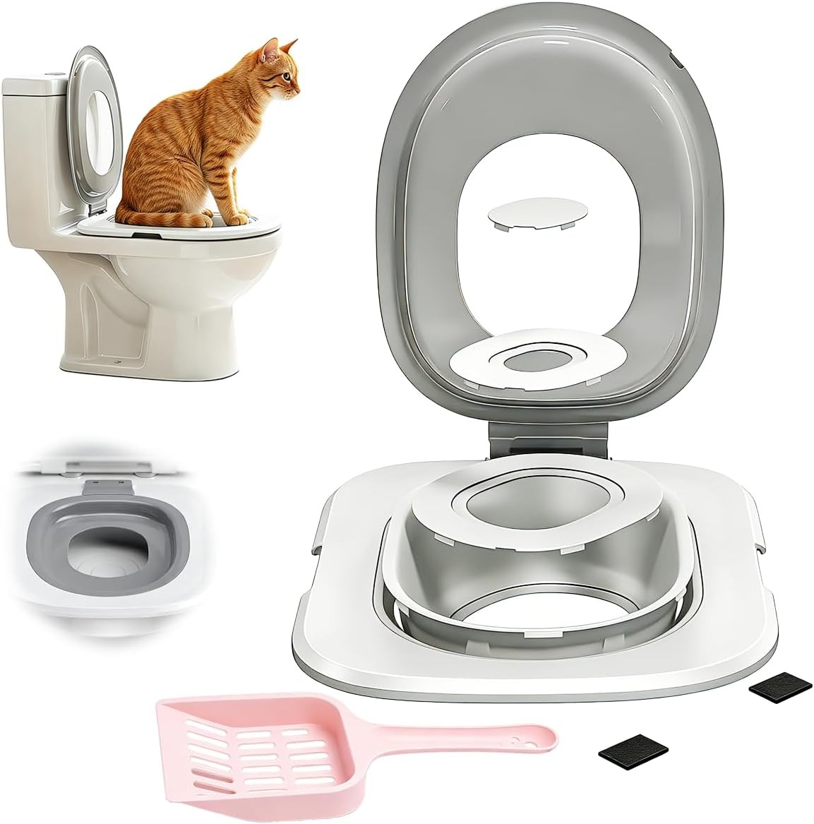 Cat Toilet Trainer Kit with Litter Scoop & Extra Tray