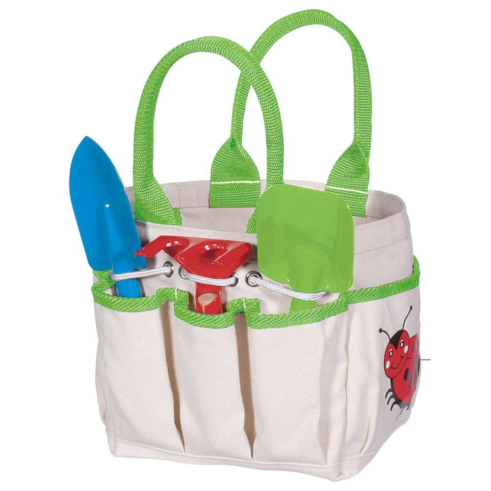 Toysmith Gardening Tote Set for Kids - Trowel, Rake, Shovel
