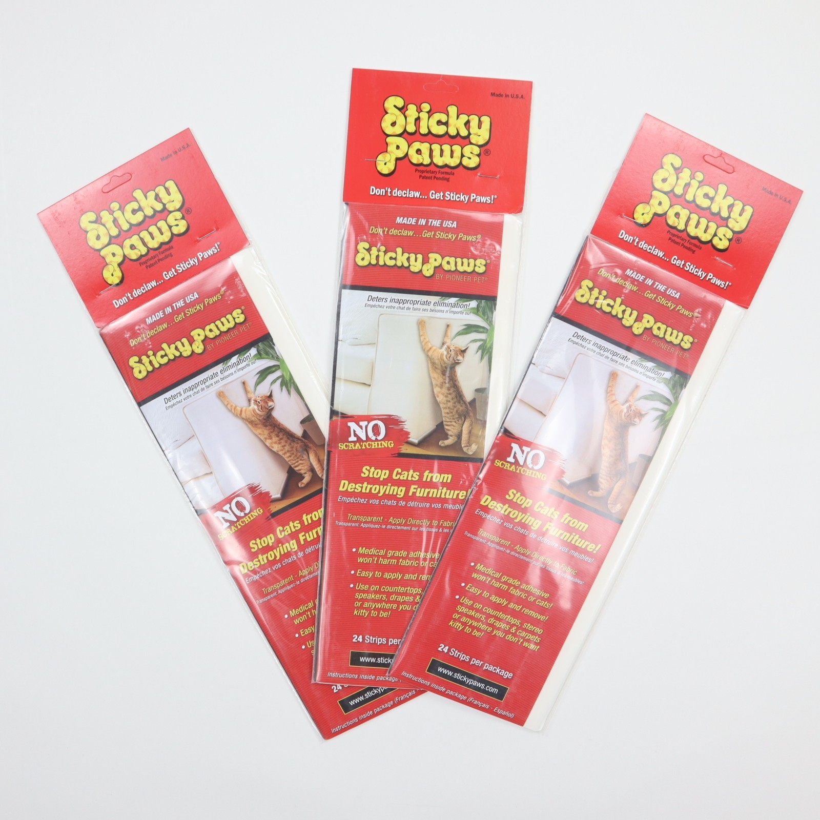 Sticky Paws Pioneer Pet Cat Scratch Deterrent Furniture Stri...