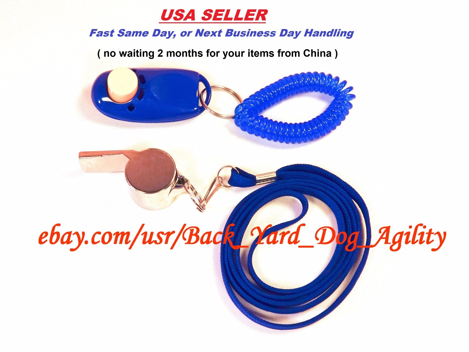 Dog Click Button Trainer & Metal Whistle with Lanyard Set
