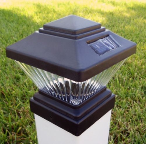 Solar Post Cap Lights - Black or White - 8 Pack Square LED D...