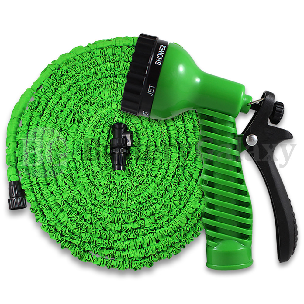 Expandable Garden Water Hose (100 Feet) + Green Spray Nozzle