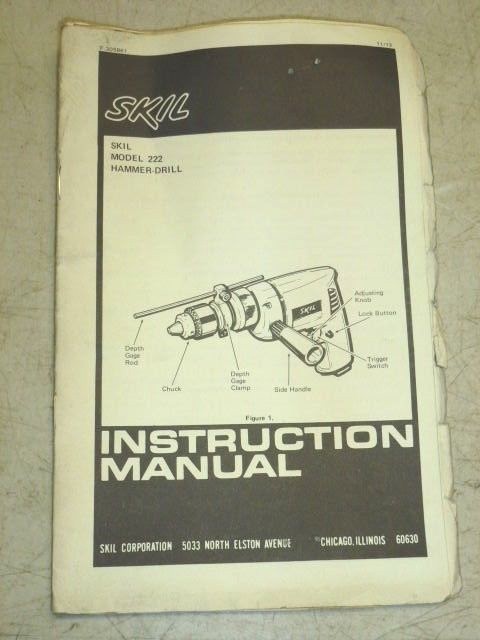 Skil #222 Hammer Drill Instruction Manual with Parts List