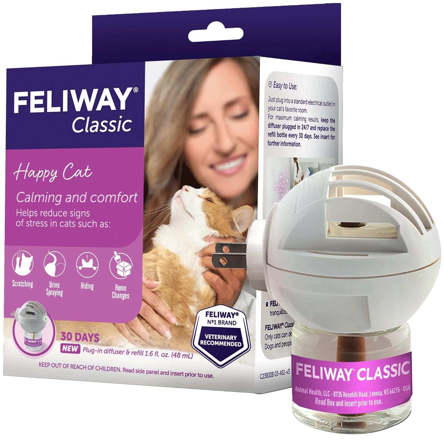 FELIWAY Classic Cat Calming Pheromone Diffuser Starter Kit,...