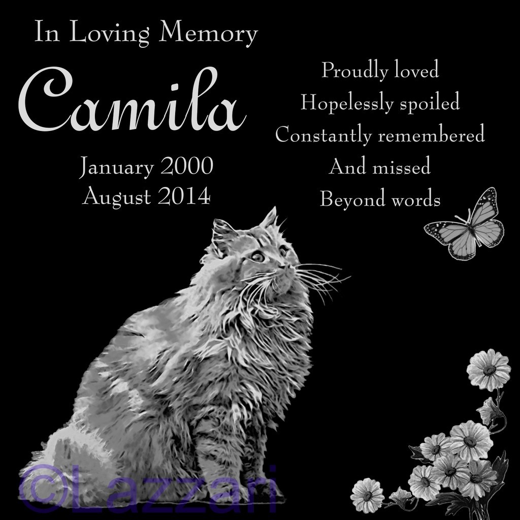 Personalized Longhair Cat Memorial Granite Headstone Marker...